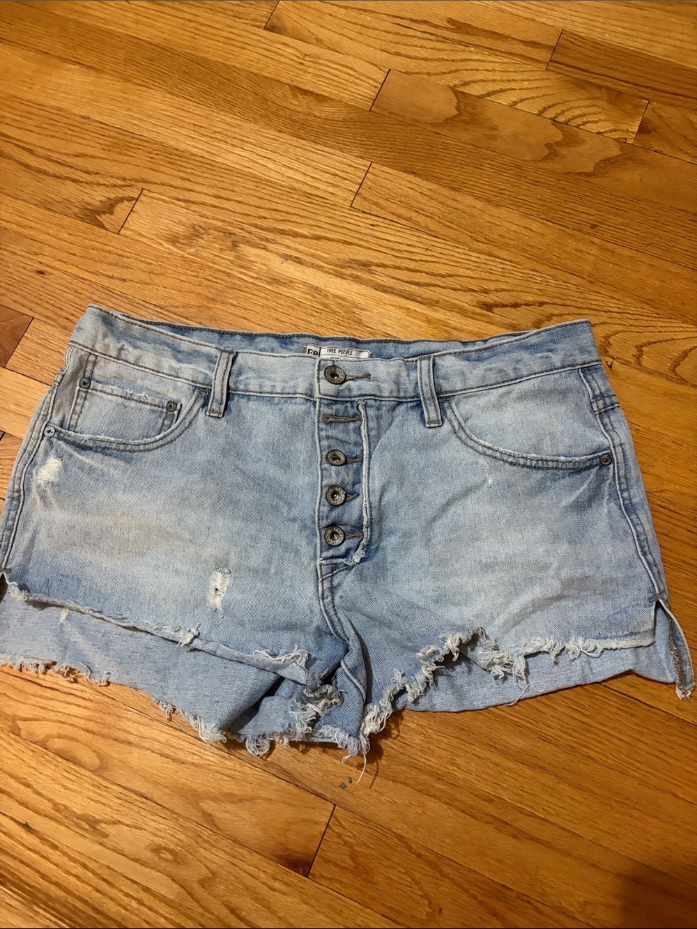 Light Blue Distressed Denim Women’s Shorts Free People Jean shorts